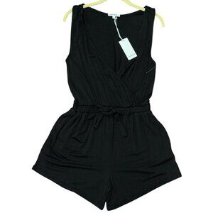 NWT Antistar Womens Romper Size M Black Sleeveless Elastic Waist Tie Detail